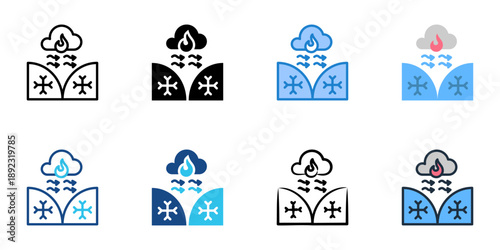 Occluded front icons set multiple style collection. Editable stroke 
