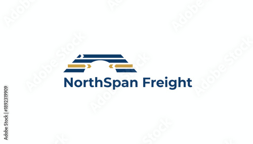 Stylized Blue and Gold Bridge Structure Logo Design for Freight and Transportation Services on isolated white background