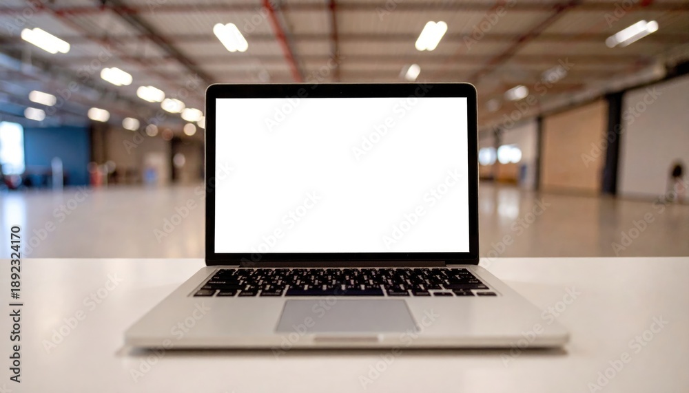 Fototapeta premium Laptop with blank screen on table 
