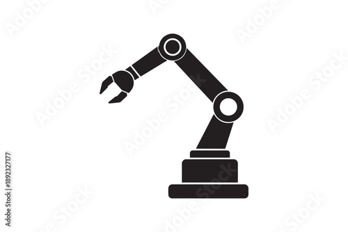 Industrial robotic arm with gripper icon on white background production automation concept