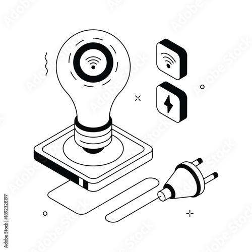 A customizable isometric illustration of intelligent smart lighting