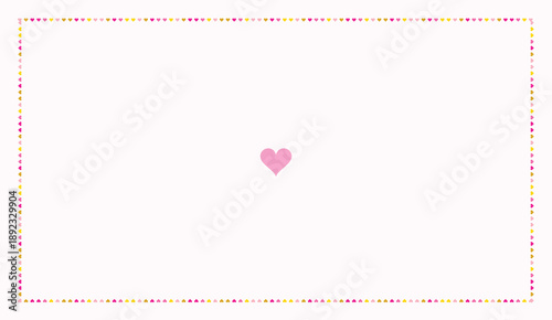 Pink heart shape centered in a soft pastel frame with a delicate dotted border, Valentine's Day theme with romantic and whimsical mood