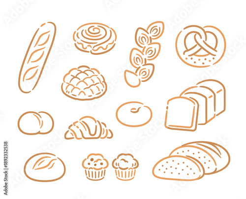 Vector illustration of 11 types of bread