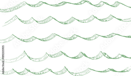 グリーンのレーキタッチの波模様背景　Adobe Illustrator Artwork