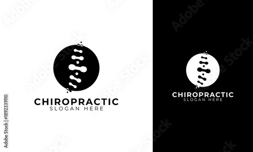 Modern chiropractic logo design. Spine symbol with circle concept for orthopedic