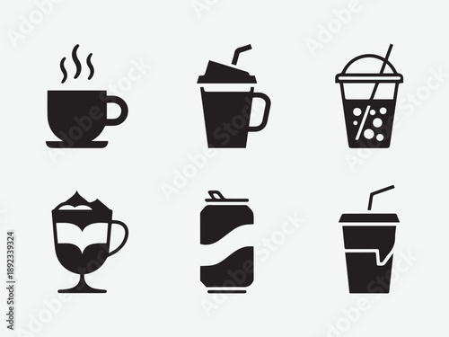 Assorted beverage icons representing various drinks Vector
