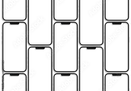 Photos Multiple modern smartphones isolated on transparent background