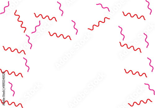 Abstract Red Squiggles on White | Scattered Wavy Lines Background | Dynamic Curly Shapes Pattern | Minimalist Wiggle Design