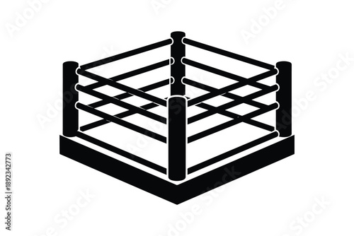 Boxing ring platform icon with ropes for combat sports competition isolated on white background