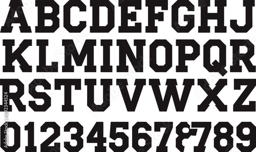 Bold Black Alphabet and Number Characters on White Background