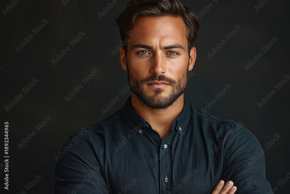 Fototapeta premium The Power of Confidence in a Strong Man's Stance