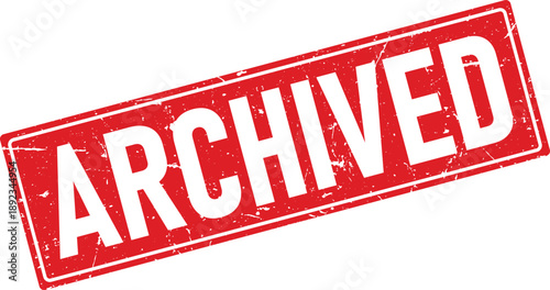 Distressed Red Archived Stamp Isolated on White Background, Illustration