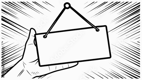 Relaxed hand holding blank white sign with motion lines background vector illustration for various usage and concepts