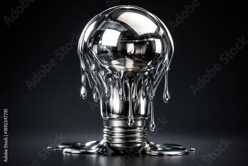 Liquid Metal Melting Lightbulb Surrealism