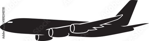 Airplane Silhouette Side View Passenger Aircraft Black Vector
