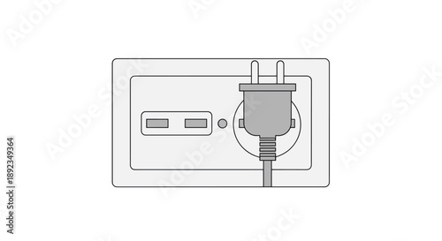 Modern Electrical Wall Outlet Featuring Integrated USB Charging Ports and a Standard Power Plug Inserted for Versatile Electronic Device Connectivity.