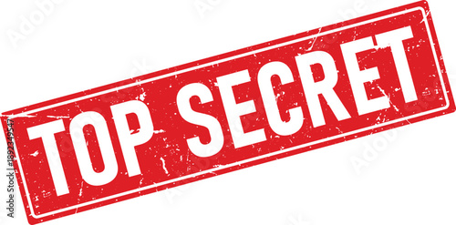 Top Secret Red Rubber Stamp on a White Background with Textured Grunge Design