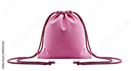 Pink Drawstring Bag with Maroon Cords