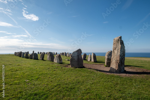 Tableau sur toile Ales Stenar megalithic site in Skåne, Sweden