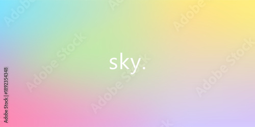 Abstract clear blue sky. Pastel rainbow. Light blue, pink and yellow color banner. Pastel gradient sky pattern. Blurred, light, soft backdrop colorful gradient background. Vector illustration