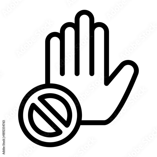 Restricted access stop hand line icon
