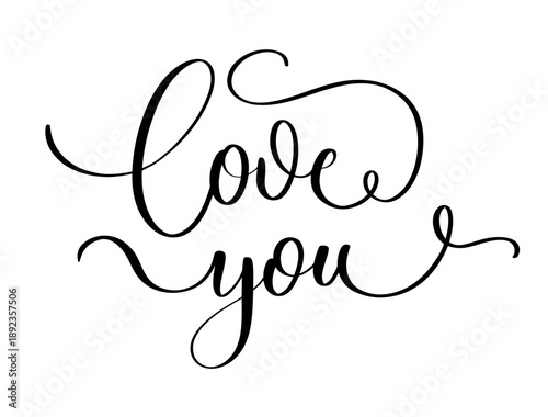 Decorative Cursive Love You Calligraphy Illustration