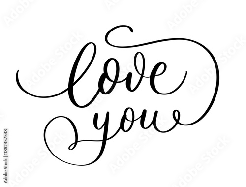 Decorative Cursive Love You Calligraphy Illustration