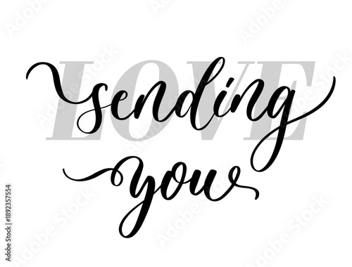 Sending You Love Decorative Cursive Typography Illustration
