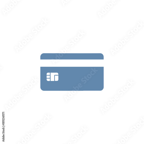 Blue Credit Card Icon with Chip - Digital Payment and Finance Concept