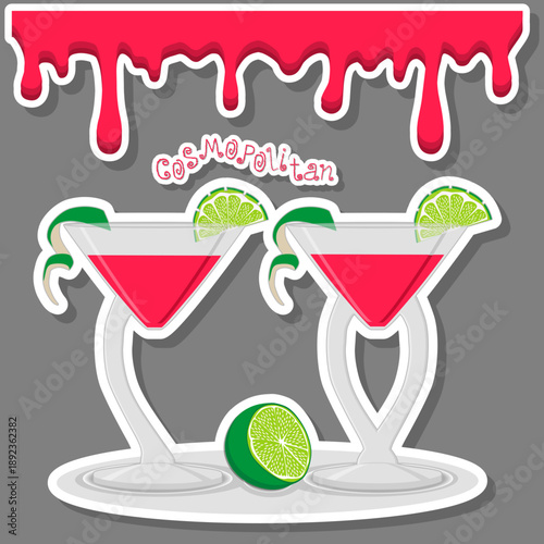 Beautiful alcohol cocktail cosmopolitan with lime