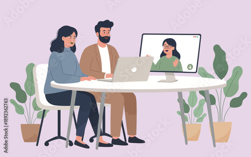 Business meeting with video conference call