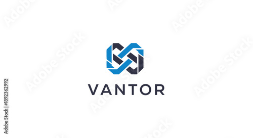 Abstract Blue and Black Interlocking S Symbol Logo on Isolated White Background