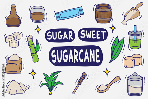 set of sugar doodle with color good for background, wallpaper, element design, icon, etc
