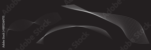 Abstract Flowing Dotted halftone Wave Line Background Set. Abstract flowing wave shapes made of dots and lines, creating modern dynamic backgrounds for technology, data, and design concepts.
