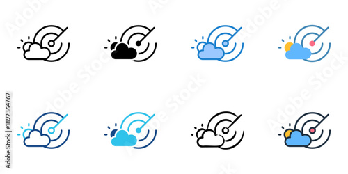 Weather radar icons set multiple style collection. Editable stroke 

