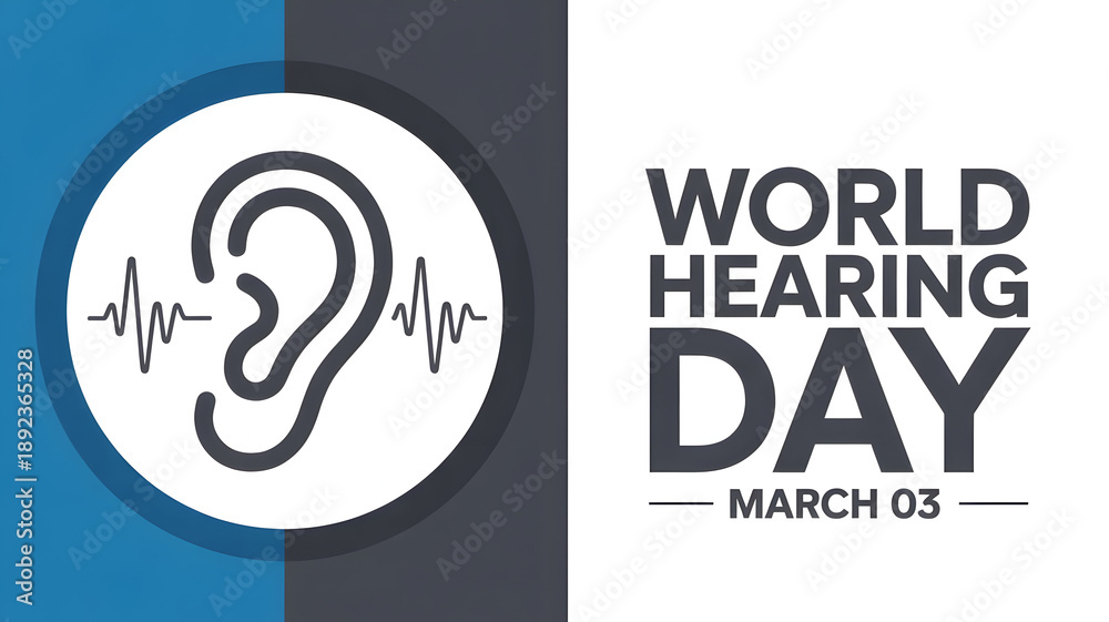 Fototapeta premium World Hearing Day Square Poster With Modern Ear Graphic