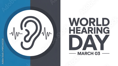 World Hearing Day Square Poster With Modern Ear Graphic