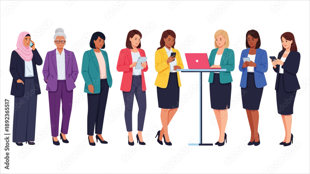 Fototapeta premium Diverse Business Women Vector Illustration..eps