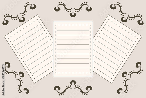 Retro Planner. Vector illustration line text box schedule with empty Message card on modern Retro iranian royal Frame background. Editable stroke. EPS 10