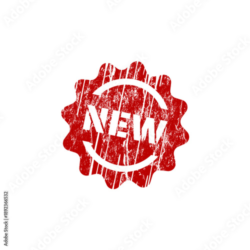 New, novelty - red rubber stamp in grunge effect