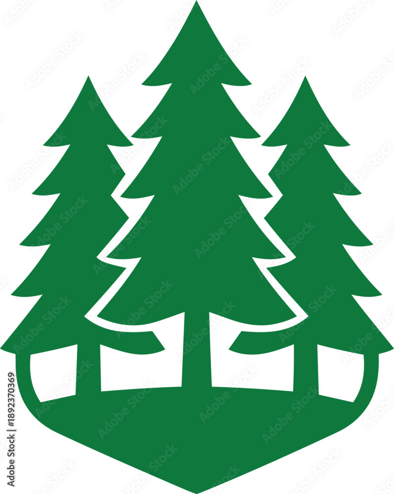 Fototapeta premium Pine forest badge logo with evergreen trees nature emblem design