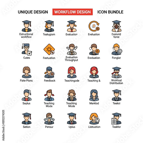 Collection of Educational Icons Representing Learning Process.