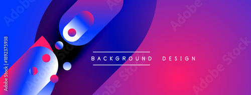 Abstract fluid shapes, vibrant colors blend. Dynamic composition creates modern background design. Smooth gradients, playful forms.