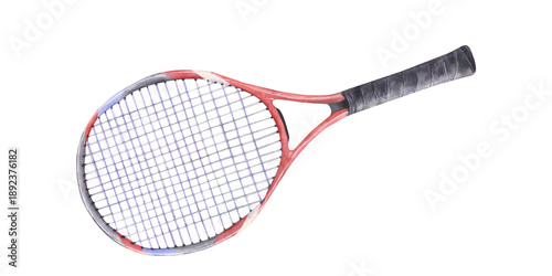 фотографія Adult red tennis racket watercolor illustration