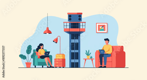 Diverse people working on laptops in a cozy indoor setting