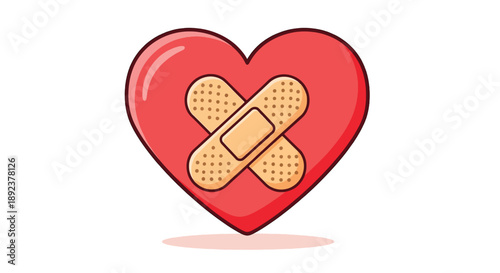 Heart with Bandages Icon Symbolizing Healing and Recovery.