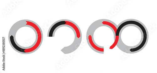 Circular Infographic Element Set with Progress Bars and Loading Indicators for Tech UI.