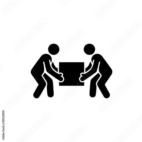 People Lifting Heavy Box Pictogram