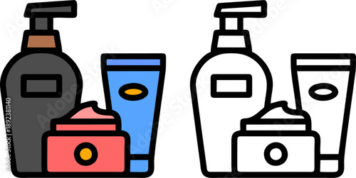 Skin Care Cosmetic Bottles and Cream Tube Vector Set