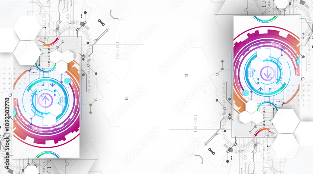 Obraz premium Abstract technology background. Communication concept, futuristic digital innovation background. Vector illustration